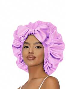 1顶可调节双层缎面睡帽，女士丝绸睡帽，减少摩擦和毛躁，适合自然卷发