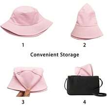 Unisex Reversible Bucket Hat For Beach And Fishing - Pink - View 9
