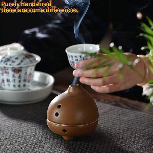 Quemador de incienso de cerámica - Adecuado para sala de estar doméstica, dormitorio, interior antiguo, quemador de incienso para exteriores, quemador de sándalo, quemador de incienso para ceremonia del té de agar, quemador de espiral antimosquitos.