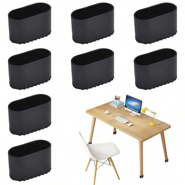 8PCS Oval Chair Leg Covers - Flexible Furniture Pads, Table Leg Covers, Floor Protectors For Sofas And Stools - Home Essentials, Furniture Protection | Modern Aesthetics | Smooth Surface Protection, Furniture Legs
