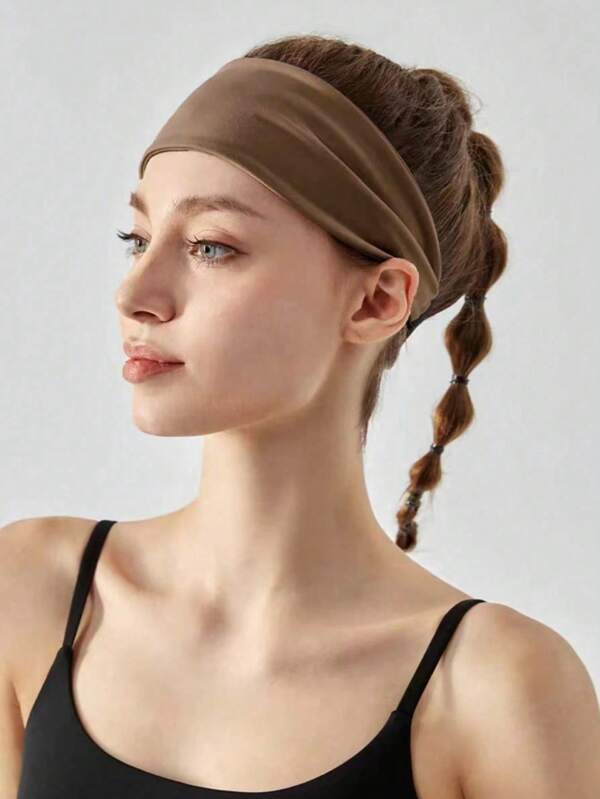 1 pieza Diadema casual de mujer absorbente de sudor, diadema deportiva absorbente de sudor, diadema para correr y hacer ejercicio, diadema elástica ancha ajustable, adecuada para spa, lavado de cara, yoga, correr, ejercicio, gimnasio casual, bañera, ducha, lavado de cara y diadema de belleza, accesorios para el baño