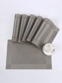 4 قطع/6 قطع ألواح مائدة مستطيلة من البي في سي، قابلة للاستخدام من الجانبين، بتصميم أوروبي إبداعي كبير، قابلة للغسل، ديكور المنزل وغرفة الطعام، مقاومة للتآكل والانزلاق والحرارة وعدم الاحتراق، ديكور طاولة الشاي والمنزل، حصيرة الطبق والكوب، ديكور طاولة الطعام، طراز شمالي أحادي اللون