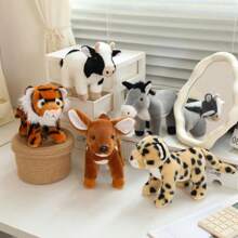 20cm/7,87 pollici Piccolo peluche morbido di animali della giungla, leone, tigre, cervo, leopardo, maiale rosa, asino, peluche di animali selvatici, giocattolo perfetto per compleanno, Capodanno o San Valentino per bambini - Forniture per decorazione di Ognissanti da giardino con animali selvatici