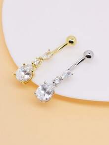 1pc 14G Dangle Belly Button Ring For Women Girls Stainless Steel Belly Button Navel Piercing CZ Dangle Belly Piercing Body Jewelry