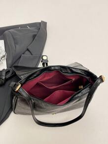 Bolso hobo con solapa con decoración de hebilla para adolescentes, niñas, mujeres, estudiantes universitarios, novatos y trabajadores de cuello blanco, perfecto para la oficina, el trabajo, los negocios, el mejor bolso de trabajo para mujeres