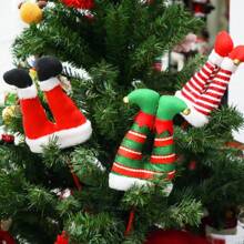 1pc Christmas Elf Leg Branch Inserts, Christmas Tree Ornament Decorations, Santa Claus And Christmas Elf Figurine Leg Car Charms Christmas Tree Decoration Christmas Party Supplies