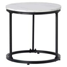 Juego de 2 mesas de centro redondas, mesa de centro para sala de estar, mesa auxiliar redonda anidada, 2 mesas auxiliares redondas (roble) - mármol + MDF - Ver 8