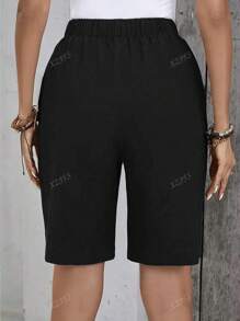 Short décontracté femme de couleur unie et ample
