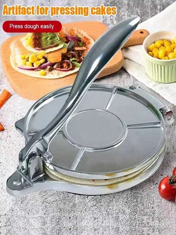 All-Purpose Dough Flattener With Handle, Manual Tortilla/Cornmeal Presser Tool, Nonstick Dumplings Skin Extruder, Aluminum Alloy Material, Suitable For Making Dumpling Sheets, Taco Shells