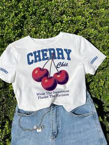 1pc Girls' Casual Letter Print Round Neck Short Sleeve T-Shirt, Summer Student Youth Wear - Minimalist English Lettering Style T-Shirt Inspires Imagination And Self-Expression - White - View 1