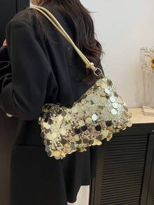 Glamine New Summer Fashion Sequins Armpit Bag, Versatile Large Capacity Shoulder Bag, Handbag For Party - Gold - View 2