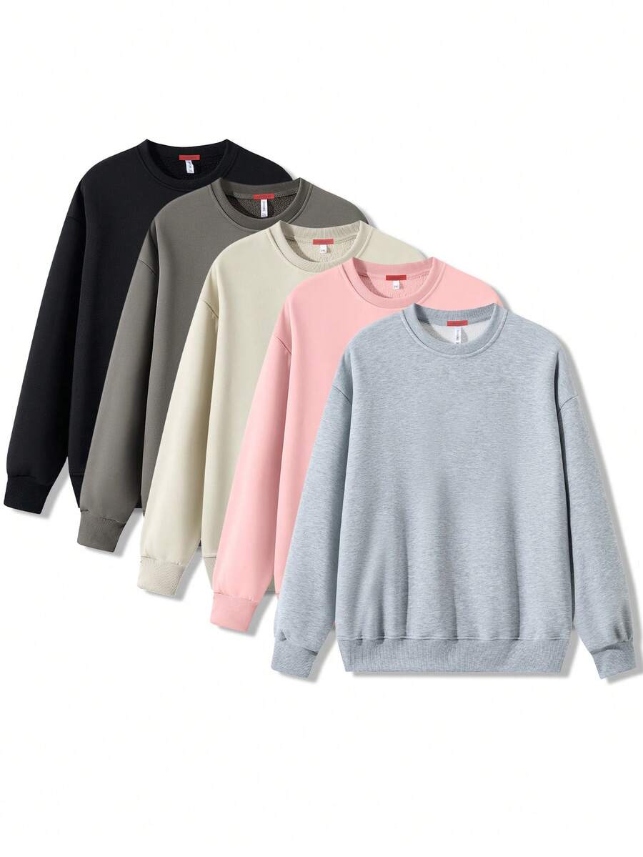 Blueplus Women's Round Neck Autumn And Winter Pullover, Solid Color Casual Versatile Women's Tops, Women's Outdoor Exercise Jogging Sports Shirt - 淺灰色 - 查看 1