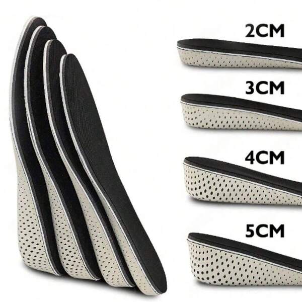 Unsichtbare Höhenerhöhende Einlegesohlen für Herren und Damen, EVA-Schaumstoff-Gedächtnissohle, Fersen-Lift 2/3/4/5 cm, Kissen zum Höhenwachstum, Schuheinlage