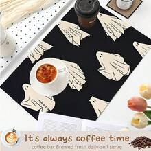 1pc Halloween Ghost & Pumpkin Printed Absorbent Draining Mat, Silicone Coffee Machine Coaster, Soft Rubber Drainage Pad, Super Absorbent Wear-Resistant Dish Drying Mat, For Countertop, Restaurant, Kitchen, Patio Dining Table, Home Decor - Printed - View 7