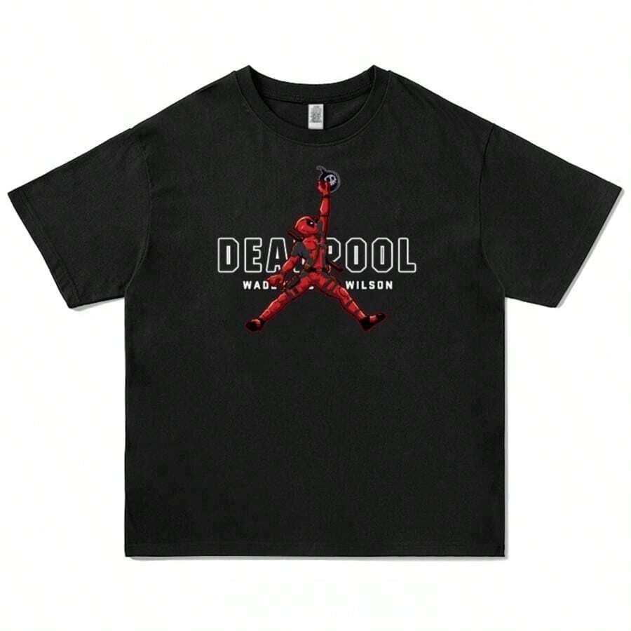 Deadpool Wolverine 3 Cotton Men Women T-Shirt Anime Movie Short Sleeve Cute Harajuku Tee Stylish Tops Print Fashion Unisex Tops - 黑色 - 查看 1