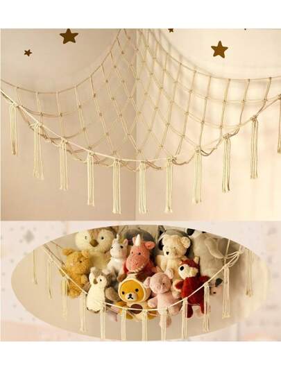 Cute Animal Organizer, Plush Holder For Bedroom & Living Room Home Decor, Corner Mesh, Triangle Plush Doll Storage, Hammock, Stuffed Animal Storage Hammock, Large Doll Hammock, Stuffed Animal Room Decor Net