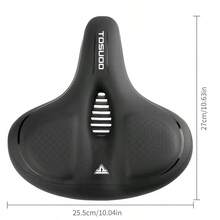TOSUOD Super Soft Thick Shock-Absorbing Bicycle Saddle - Mountain Bike Seat Cushion, Black With Red Accents, Comfortable Adult Cycling Accessory, Mountain Biking Comfort Experience | Comfortable Bicycle Seat Cushion | Shock-Absorbing Function, Bicycle Seat Cushion - Black - View 4