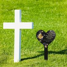 1 件 2D 平面户外墓地耐用亚克力心形纪念桩 - 防风雨，易于安装，无需电源 - 纪念亲人的纪念品