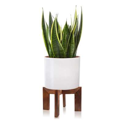 Wood Plant Stand, Mid Century Modern Planter, Rattan Flower Pot Stand, Low Short Plant Stands For Indoor - Boho Rustic Wooden Stool For Plant Pot Holder