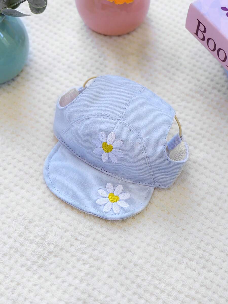 1pc Pet Dog Cute & Casual Daisy Flower Baseball Cap, Suitable For Small Dogs Like Poodle, Shiba Inu, Teddy Bear