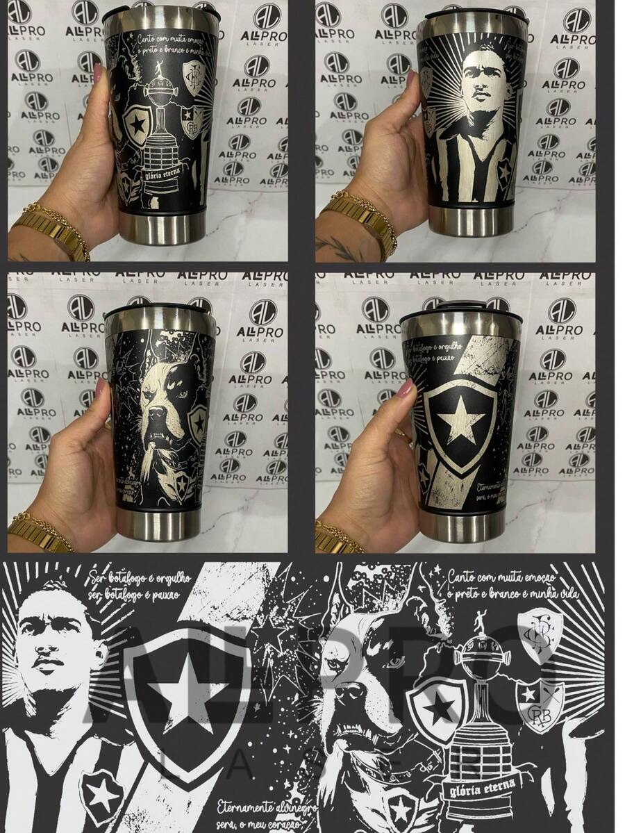 Personalized Thermal Cup With Laser Engraving 360° Various Arts - BOTAFOGO 01 - View 1