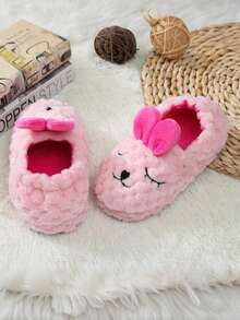A New Pair Of Children's Cartoon Rabbit Warm Slippers For Autumn And Winter Home Plush Slippers - Pink - View 6