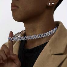 Set de 2 piezas de joyería de cadena estilo punk y hip hop, conjunto de collar talla grande pulsera, unisex para raperos, regalo perfecto para cumpleaños/Día del Padre