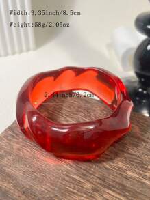 1pc Vintage Resin Acrylic Bangle Bracelet For Women, Korean Style Cuff Jewelry Accessory, Designer Round Shape, New Gift