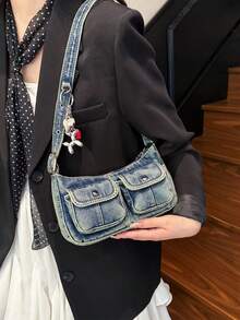 复古时尚尼龙单肩包女士钱包,夏季轻便沙滩包,大容量斜挎包,轻便小手提包,适合学生、校园、图书馆、旅行度假、日常通勤、办公室、约会、购物、海滩、游轮、节日礼物、生日礼物 - 彩色 - 查看 5