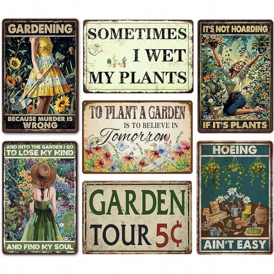 Ykfss Funny Garden Signs Outdoor Wall Decor For Patio Metal Signs For Outside Porch Tin Signs Enjoy Things Sign Garden Decorative Plaque Farmhouse Kitchen Flower Hanging Sign 8x12 Inch