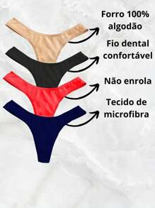 Kit 5 Calcinhas Fio Dental Algodão Casual-Confortável Respirável - Juliete