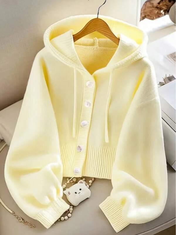 Cardigan à capuche ample et décontracté, doux et confortable, Top polyvalent