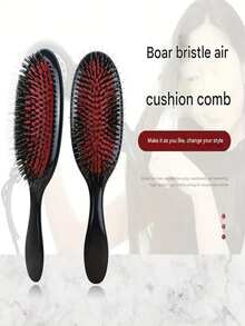 1支按摩气垫发梳，带防缠结梳齿，防静电圆形普通发梳，椭圆形头皮护理工具，ABS塑料手柄，家用 - 彩色 - 查看 6