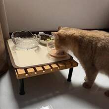 ABS High-Quality 1pc Raised Cat/Small Dog Feeding Station With Stand, Indoor Pet Dining Table With Elevated Food Mat