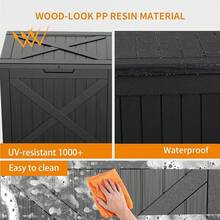 DRATO 150 Gallon Outdoor Storage Box, Large Waterproof Deck Box, Lockable Resin Storage Container With Reinforced Support Patio Cushions, Garden Tools,-Resistant Outdoor Chest(Black) - Black X - 查看 9