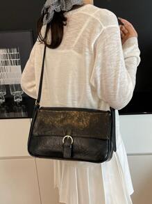 Bolso hobo con solapa con decoración de hebilla para adolescentes, niñas, mujeres, estudiantes universitarios, novatos y trabajadores de cuello blanco, perfecto para la oficina, el trabajo, los negocios, el mejor bolso de trabajo para mujeres