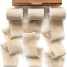 1.5" X 16.4ft-Beige Ribbon, Christmas Chiffon Ribbons, Gift Ribbon Set For Christmas, Wedding Decor, Wedding Invitations, Bouquet Wrap, Flower Bouquet, Bridal Bouquets, DIY Crafts - Beige - View 2