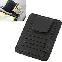 Yosoo Multifuncional Auto Car Sun Visor Organizador Card Clip Pouch Glasses Holder PU Bolsa de Almacenamiento Negro - como en la foto - Ver 2