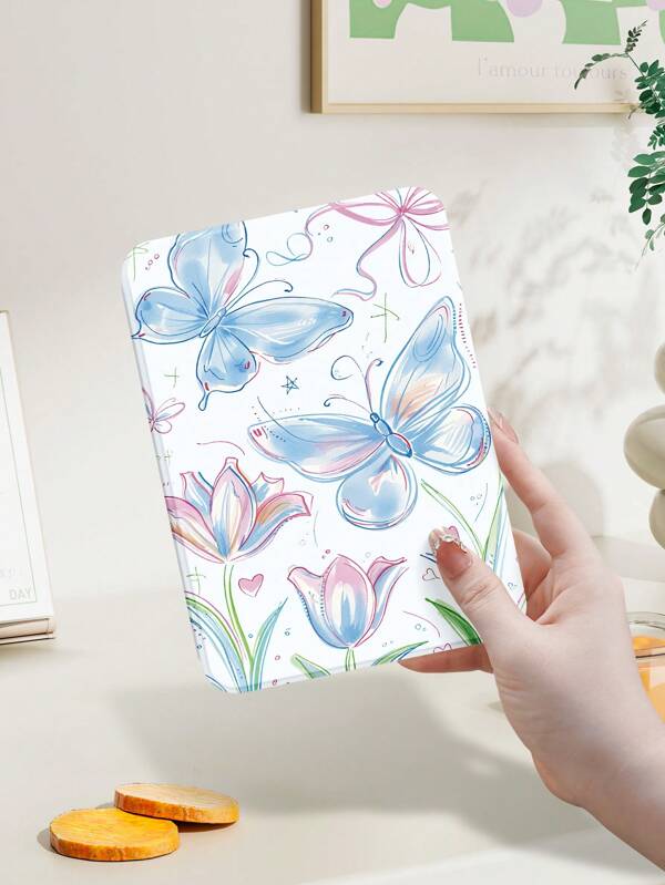 One Piece Kindle Case, Linear Butterfly Flower Pattern Case For Kindle Paperwhite (12th Generation) 2024 Edition, Kindle (11th Generation) 2021 Edition, Kindle (11th Generation) 2022 Edition, Kindle (10th Generation) 2019 Edition, Support Auto Wake/Hibernate, Four Corners Anti-Drop Protection!Lightweight And Convenient, Romantic And Lovely Gift