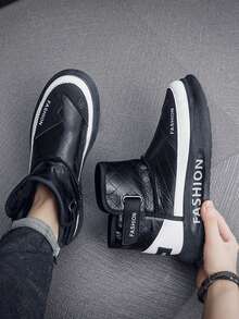 Novos Botas de Neve Quentes e Espessas para Outono/Inverno, Sapatos de Moda de Cano Alto Antiderrapantes, Sapatos Casuais Versáteis Impermeáveis, Antiderrapantes e Antifrio para Viagens, Botas Esportivas para Outdoor, Botas de Cano Alto Casuais, Sapatos Slip-On Pretos Versáteis Masculinos