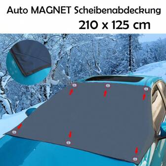 Magnetic Car Windshield Cover Winter Frost Protection 210x125 cm Polyester Material 6 Magnets