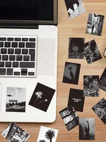 50/150pcs Black & White Artistic Atmosphere Photo Stickers, Personalized Artistic Style, Waterproof PVC Material, Suitable For Helmet Decoration, Car Decor, Party Decor, Labels, Self-Adhesive Stickers, Scrapbooks, Laptops, Luggage, Guitars, Water Bottles, Phone Cases, Urban Youth Fashion Decor