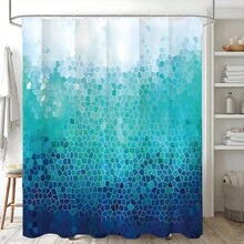 1件几何条纹黑/灰印花防水浴帘 - 采用90克涤纶面料制成，轻便、防水、半透明；易于安装、防霉、耐用 - 非常适合用作浴室淋浴间或浴缸隔断。 - 藍色 - 查看 7