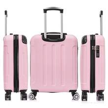 ABS Cabin Suitcase 55x40x20cm (44L) - Maximum Capacity - 4 Double 360° Spinner Wheels - Built-In Lock - Hand Luggage | Strong | Durable | With Telescopic Handle | Ideal For Business Trips & Vacation | For Men & Women - Yellow/Mint/Rose Gold/Purple/Dark Blue/Black/Pink/Silver/Red/Turquoise/Green - 粉色 - 查看 4
