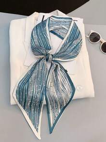 1入組女士春夏款休閒模擬絲質圍巾，專業印花圍巾適用於脖子、頭巾，薄型裝飾圍巾或腰帶，頭巾時尚髮箍 - A - 查看 30