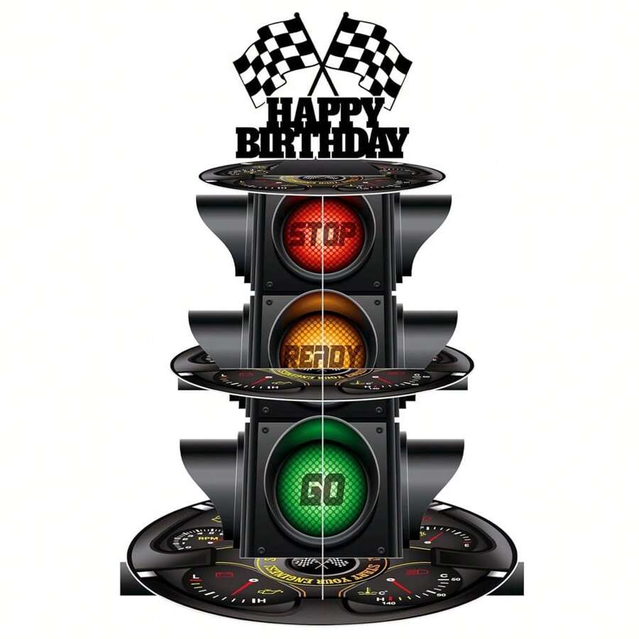 مجموعة/مجموعتان حامل كب كيك بثلاث طبقات بنمط سيارات السباق وأضواء إشارة، حامل كب كيك ورقي، برج كب كيك لحفلة سيارات السباق وعيد الميلاد، ديكور حفلة عيد الميلاد بسيارات السباق، لوازم حفلة سيارات السباق، ديكور كعكة DIY إبداعي، ديكور مركزي لطاولة حفلة عيد الميلاد، عرض كب كيك وحلويات، ديكور استحمام الطفل