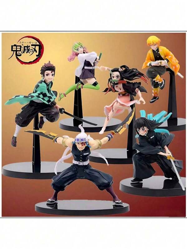 bandai Figurine Tanjirou Nezuko Uzui Tengen Action Figure Cute Anime Kanroji Mitsuri Model PVC Statue Collectible Toys Gift