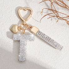 1 件白色软陶字母水钻钥匙扣可爱个性化包饰，汽车钥匙扣爱心装饰，送给妈妈、朋友、情人节背包的礼物，适合学校汽车配件哥特 Y2k - 白色 - 查看 20