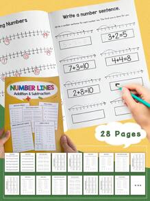 32 Pages Of Basic Math Workbook For Kids, Number Lines For Addition And Subtraction, Addition And Subtraction Within 1000, Mixed Operations, Multiplication And Division Calculation Programs, Preschool Family Education, Kindergarten School Workbook, Cultivate Children's Interest In Learning Mathematics, Improve Learning Ability, Inspire Children's Logical Thinking, Give Children Gifts, School Season Gifts,Back To School