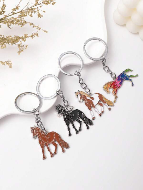 1 قطعة مفتاح معدني جديد بتصميم جذاب لحصان يركض، قلادة حقيبة الظهر، حلقة مفاتيح، هدية شخصية، حلقة مفاتيح للحقيبة المدرسية والسيارة، إكسسوارات جوثيك Y2K جميلة، حامل بطاقة هوية مع سلسلة رقبة، إكسسوارات سيارة، تميمة حقيبة